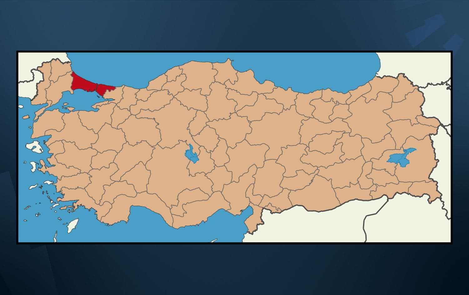 İstanbul'un konumunu gösterir harita