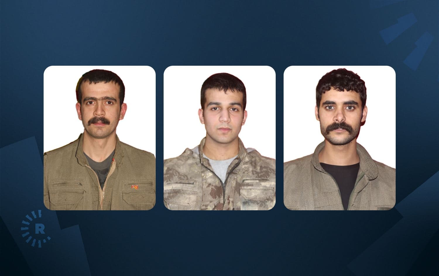 Ji aliyê çepê ve Xebat Bawer, Egîd Botan û Goran Dêrsîm / Wêne: HPG-Rûdaw Grafîk