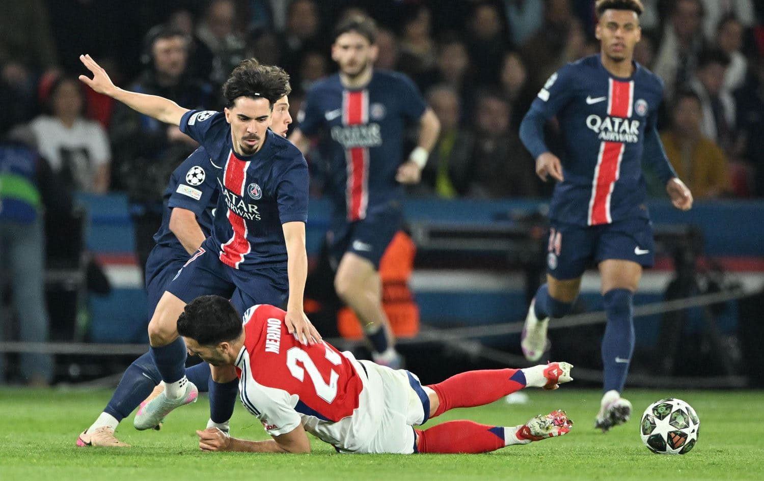 Kêliyek ji maça PSG û Arsenalê / Wêne: AA