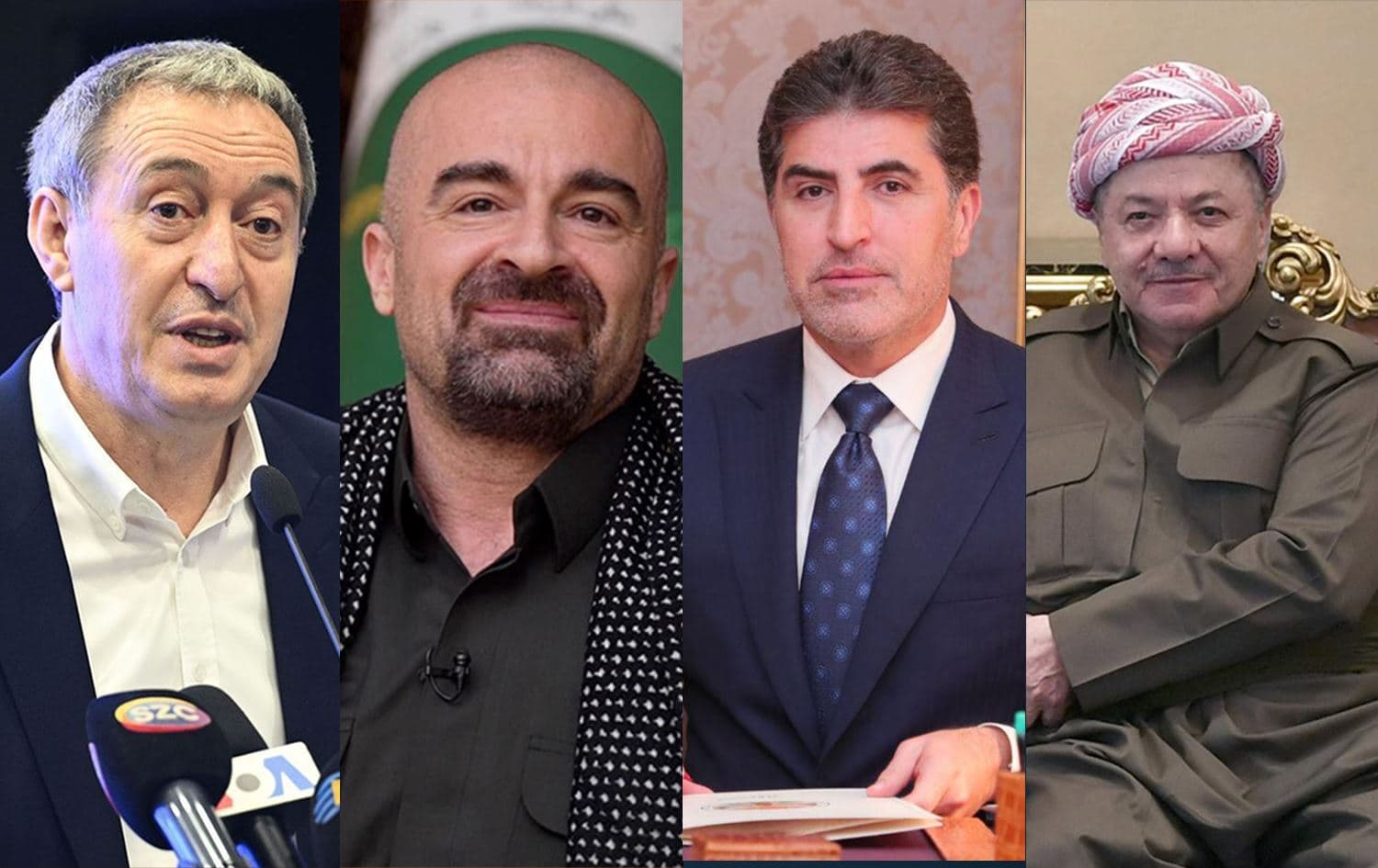 Tuncer Bakirhan, Bafil Talebanî, Nêçîrvan Barzanî û Serok Barzanî / Wêne: Rûdaw Grafîk