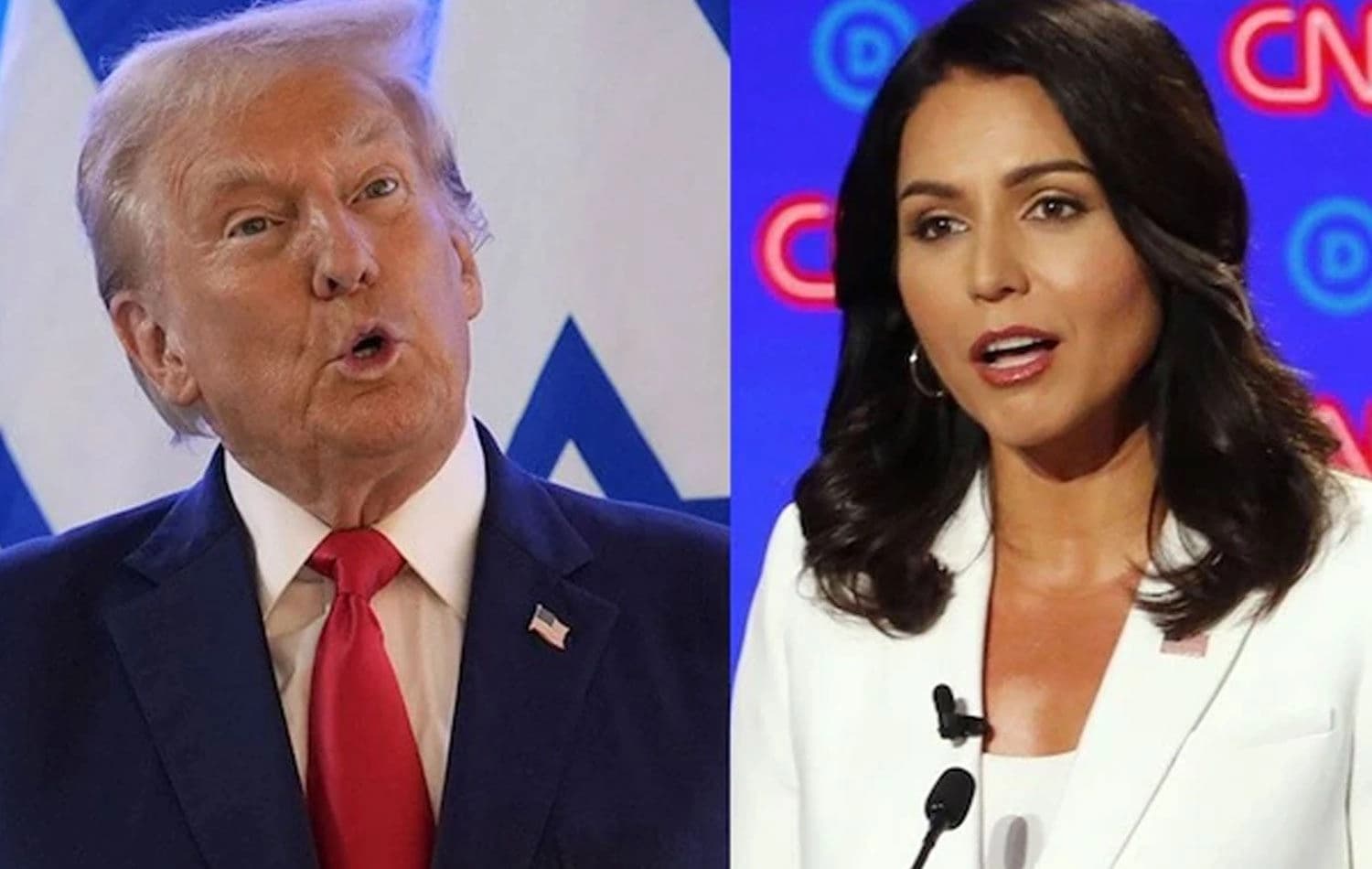 Trum (solda) ve Gabbard 