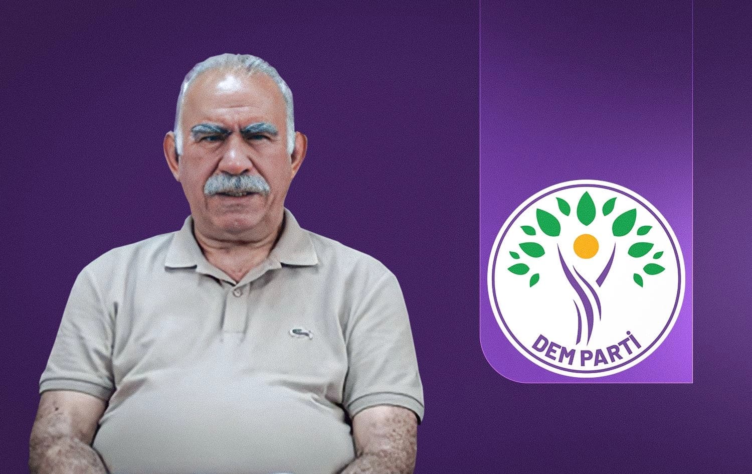 لۆگۆی دەم پارتی و وێنەی عەبدوڵڵا ئۆجەلان، رێبەری زیندانیکراوی پەکەکە