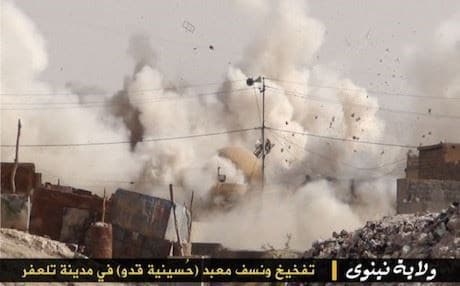 ISIS picture of the demolition of a Shiite mosque in Tal Afar.