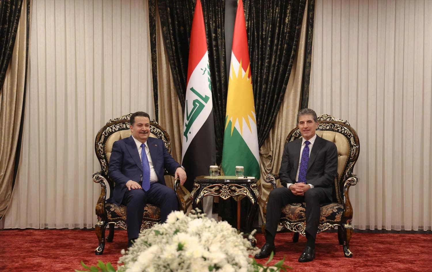 نێچیرڤان بارزانی، سەرۆکی هەرێمی کوردستان و محەممەد شیاع سوودانی، سەرۆکوەزیرانی عێراق