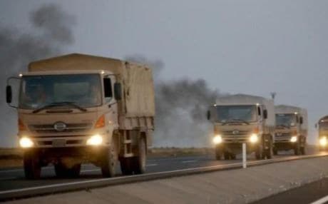 AFP file photo of the first Peshmerga forces on their way to Kobane at the start of November.