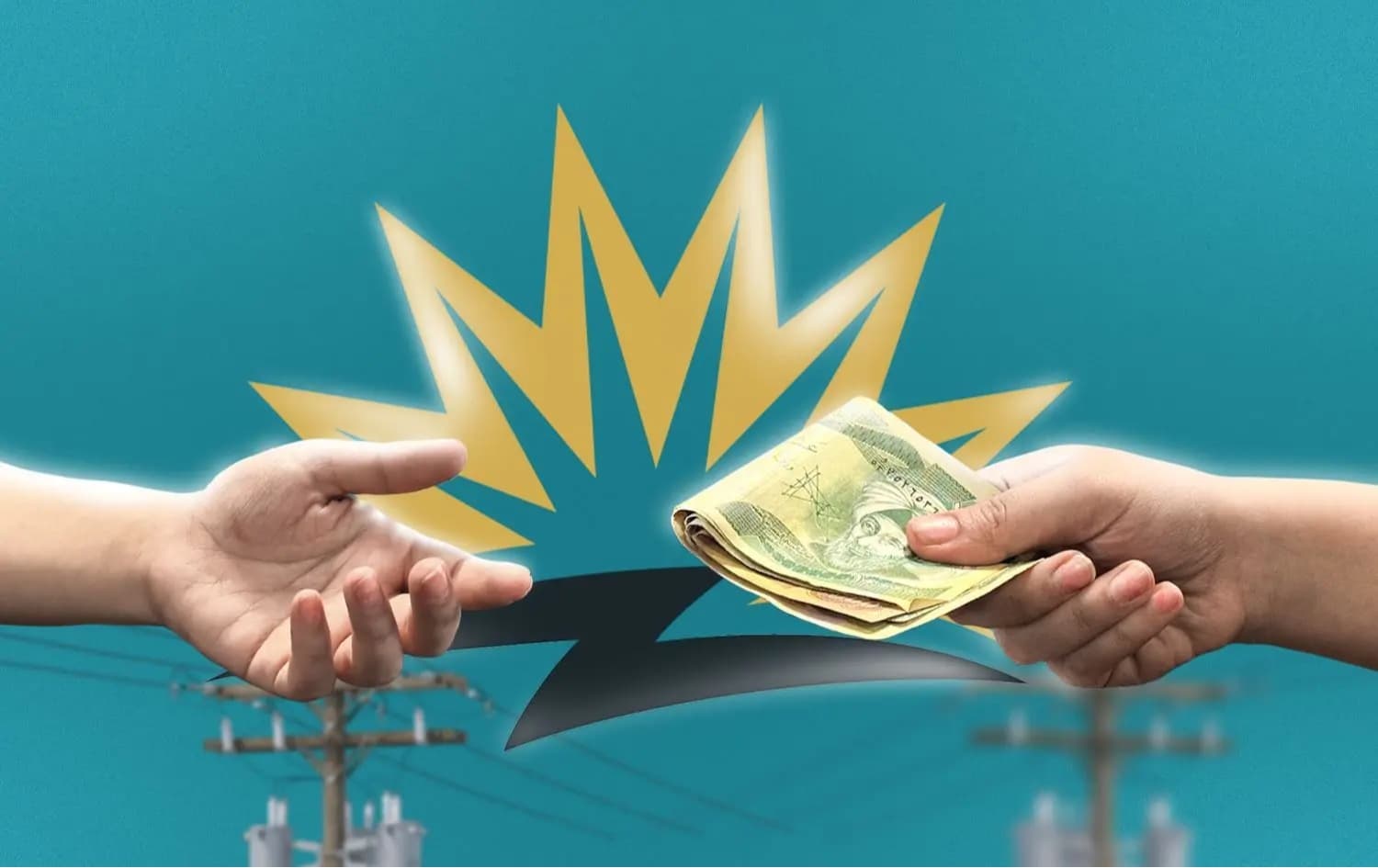 لۆگۆی پڕۆژەی رووناکی و دەستی کەسێک کە پارە دەدات