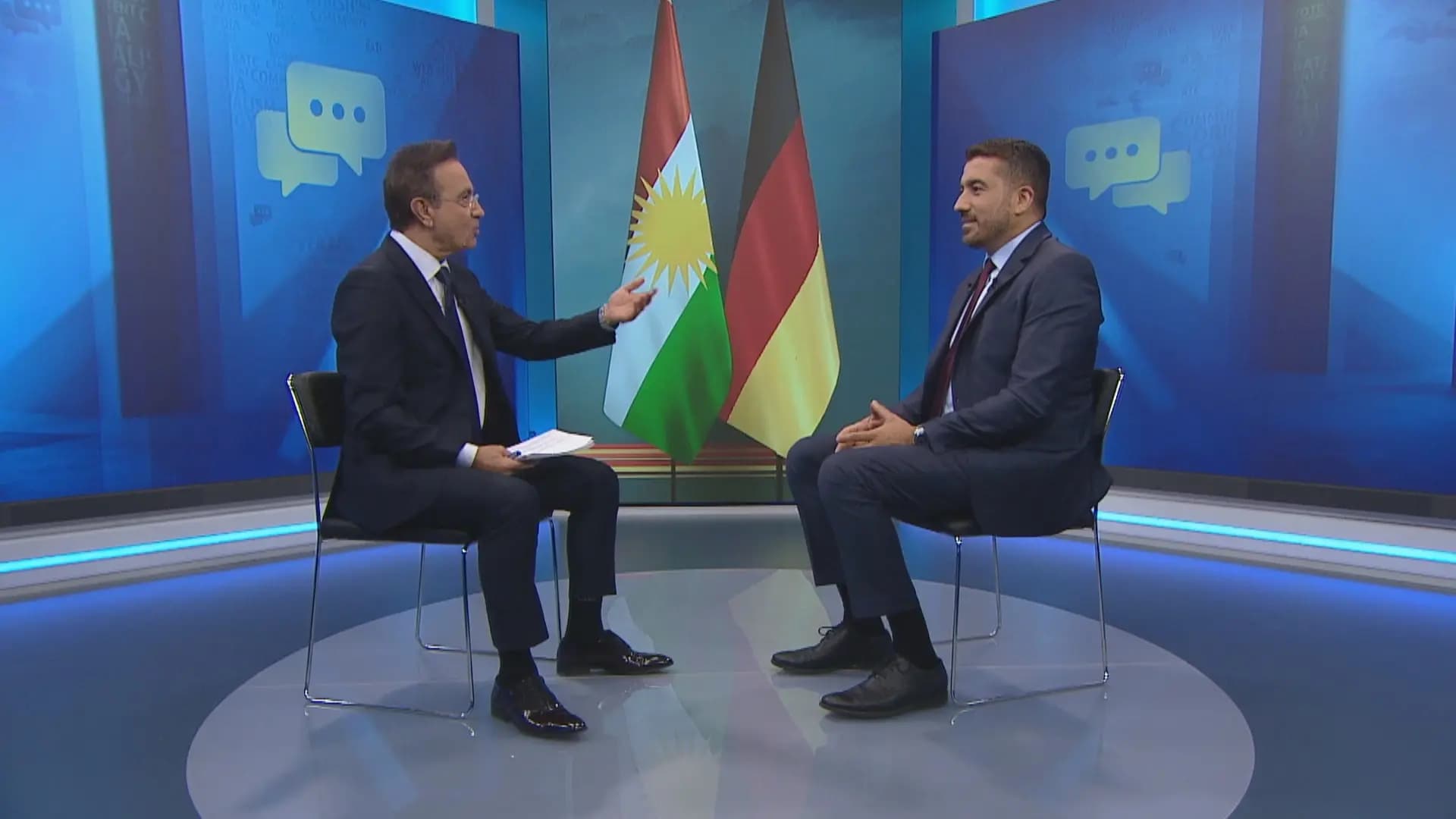 Foto: Almanya Federal Parlamentosu Üyesi ve Kürt siyasetçi Serdar Yüksel, Rûdaw sunucusu Dilbixwin Dara’nın sorularını yanıtladı (Rûdaw)