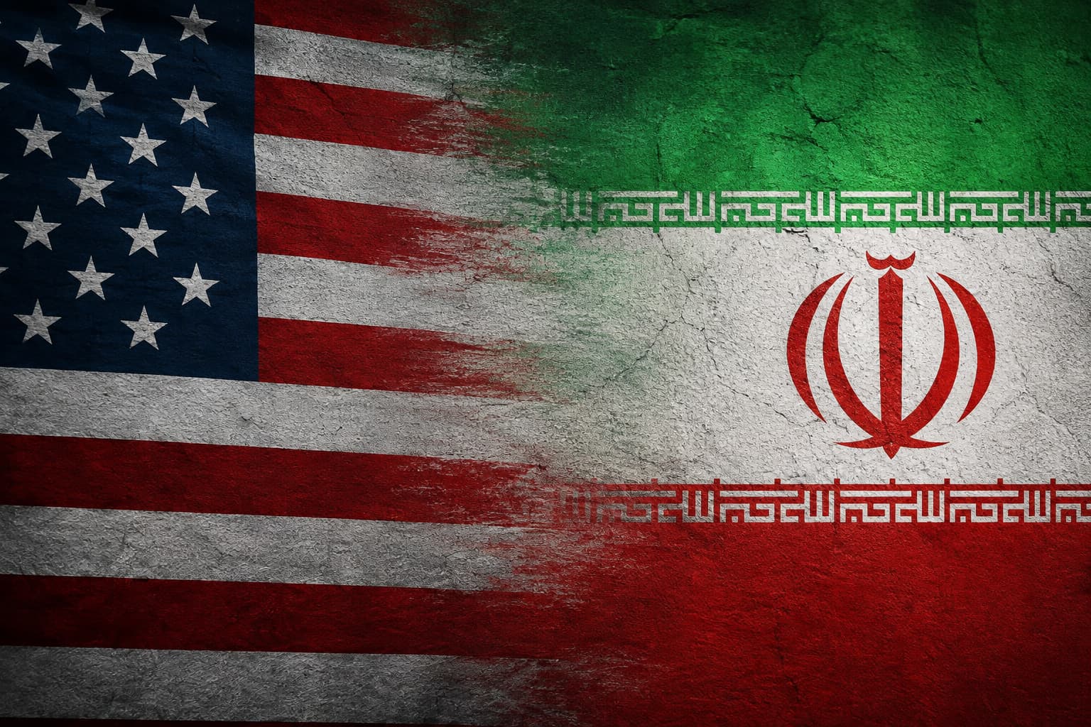 ئاڵای ئێران (راست) و ئاڵای ئەمریکا . گرافیک: دیسکی نێودەوڵەتیی تۆڕی میدیایی رووداو