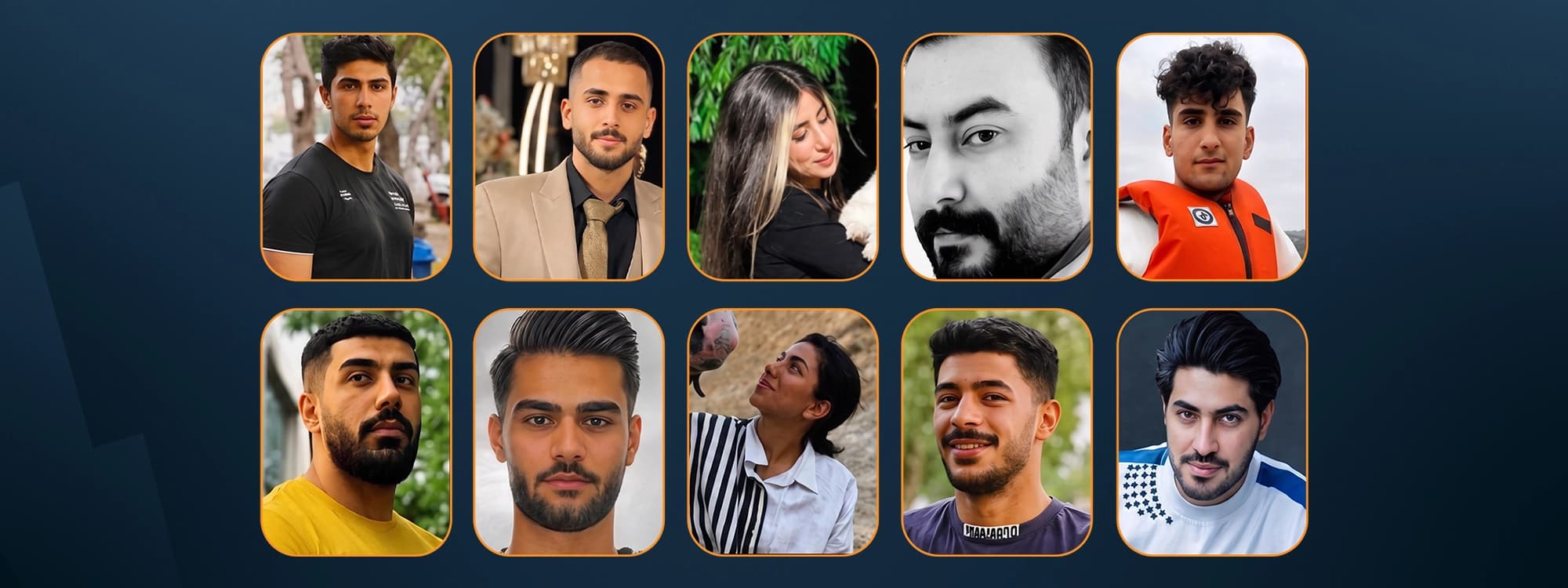 Some of the people sentenced to death by Iranian court. Credit: Hangaw. Graphic: Rudaw