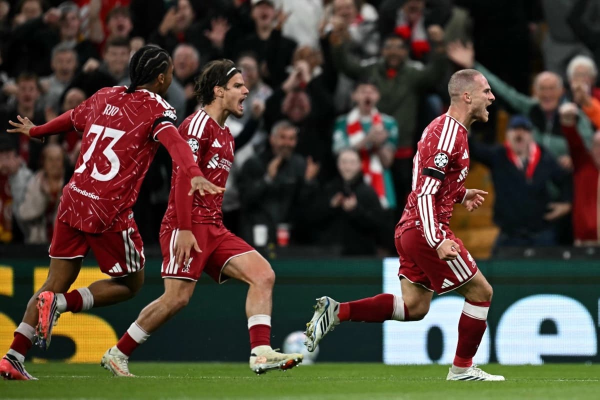 Dilxweşiya lîstikvanên Liverpoolê / Wêne: PAUL ELLIS / AFP