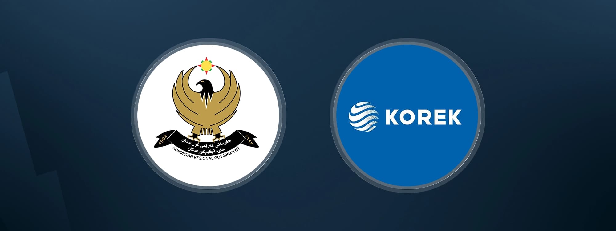 The Kurdistan Regional Government’s and Korek telecom's logo.