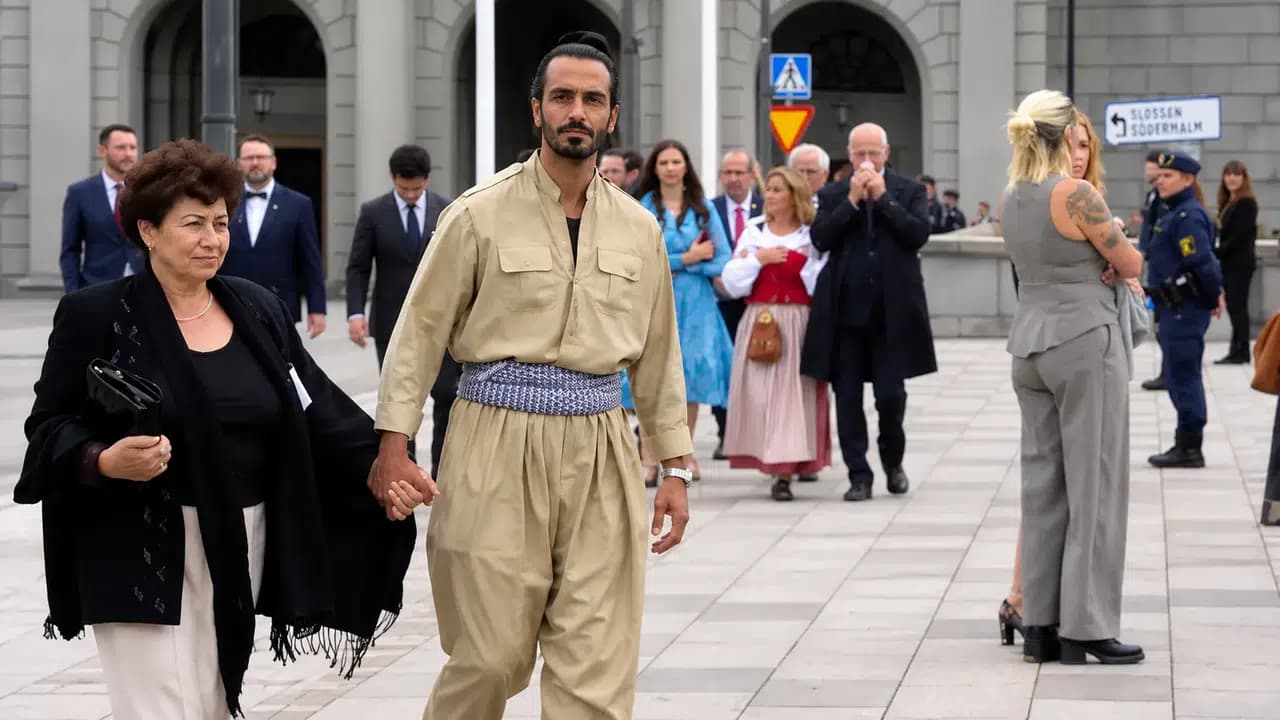Gurgîn Bakircioglu li Parlamentoya Swêdê bi cil û bergên Kurdan sond xwar