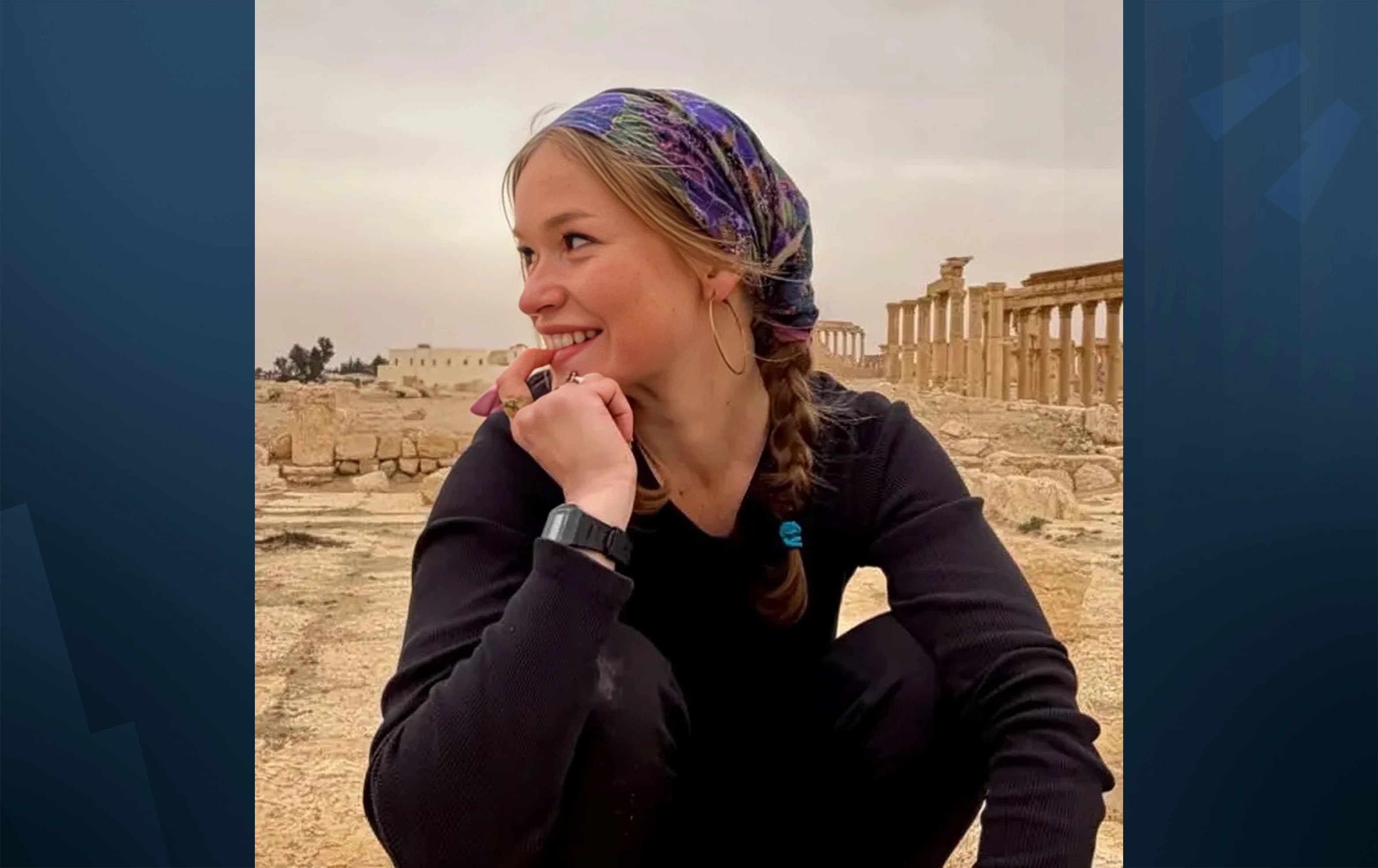 American travel vlogger Emily Giffin at the ruins of Palmyra in Syria. Photo: social media
