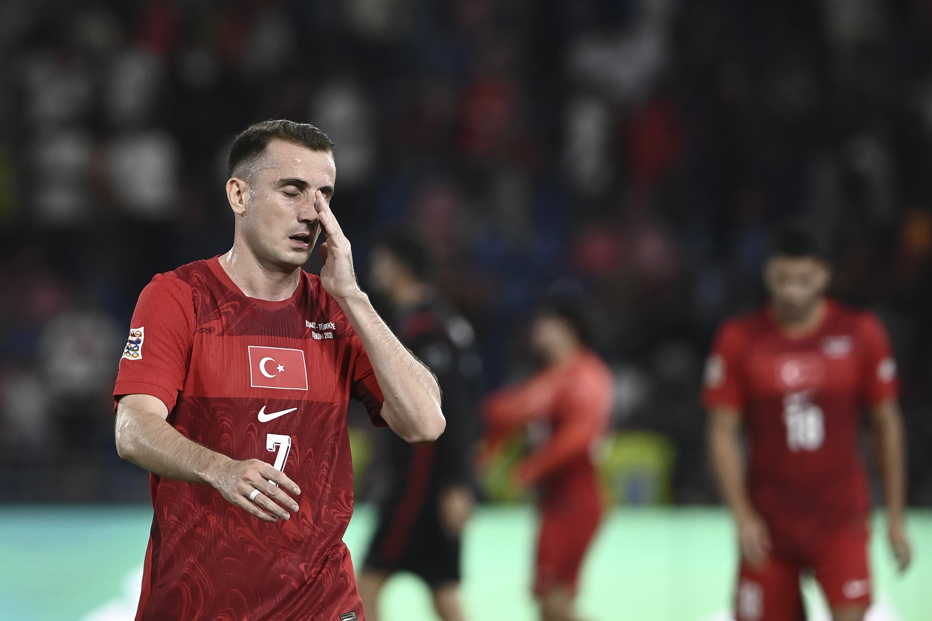 Listikvanê Tirkiyeyê Kerem Akturkoglu piştî gola ku tîma wî xwar xemgîn e / Wêne: AA
