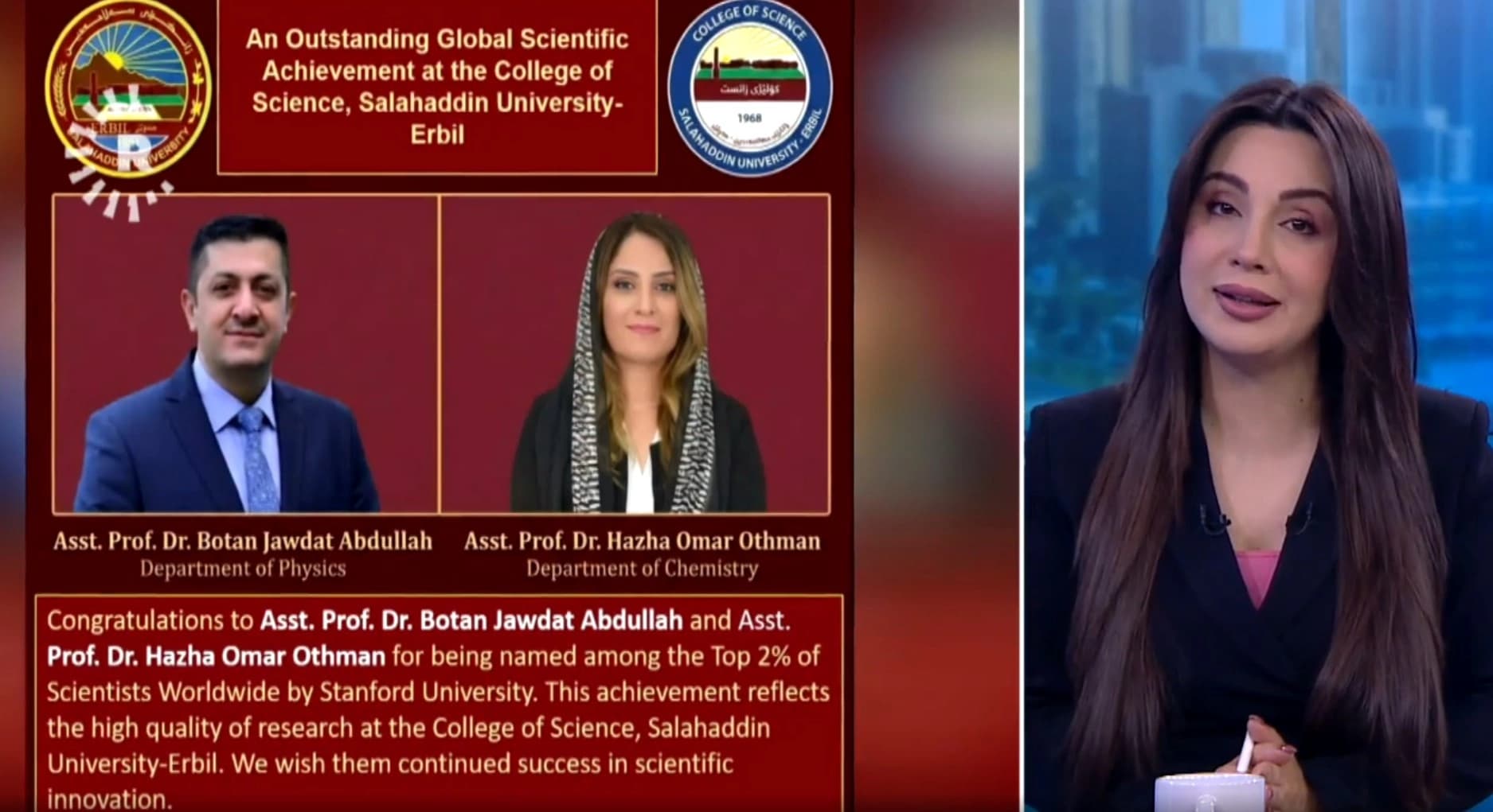 Erbil Selahaddin Üniversitesi’nden iki akademisyen dünyanın en etkili yüzde 2’lik bilim insanı listesinde