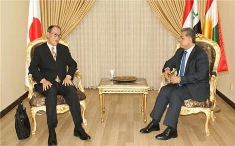 Fumio Iwai Japan ambassador to Iraq and Falah Mustafa Bakir. Photo: KRG (DFR).