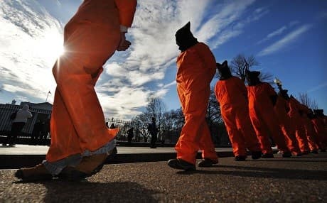 Protesters condemn CIA torture. Photo: Jewel Samad/AFP