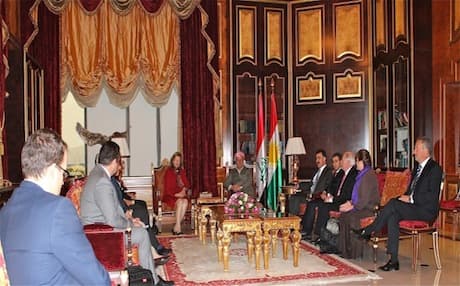 Members of the Iraqi British Business Council (IBBC) meeting Kurdistan Region President Massoud Barzani. Photo: British Consulate.