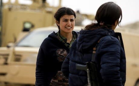 Female members of the US-backed Syrian Arab Coalition, an Arab component of the Kurdish-led Syrian Democratic Forces (SDF) pictured near Raqqa. Photo:AFP