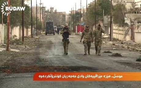 Iraqi soldiers in western Mosul. Photo: Rudaw video