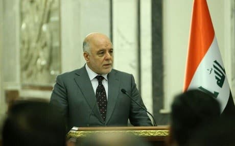 Iraqi Prime Minister Haider al-Abadi speaking at a press conference on Tuesday. Photo: PM Media Office