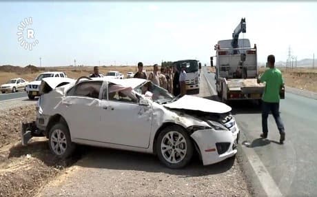 A car accident outside the city of Sulaimani where 216 died in car accidents over the past year. Photo: Ruidaw