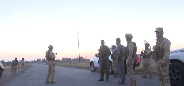 A number of Peshmerga soldiers deployed to nearby the Kaywan military base in Kirkuk. Photo: Rudaw video
