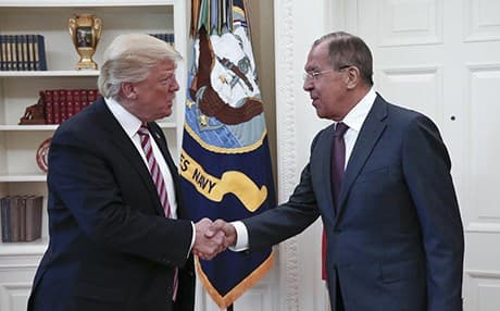 US President Donald Trump welcomes Russian Foreign Minister Sergey Lavrov to the White House on May 10, 2017. Photo: Russian Foreign Ministry