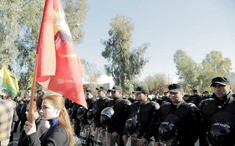 Kurdish protesters demonstrate against the Turkish policy towards the Kurds in Turkey in the Kurdish capital of Erbil in late 2014. Photo: Rudaw
