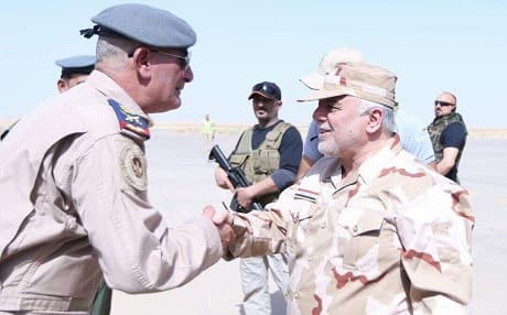 Prime Minister Haider al-Abadi meeting Iraqi military commanders in Mosul on Monday. Photo: Haider al-Abadi twitter