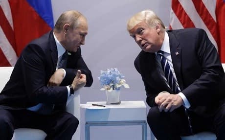 Russian President Vladimir Putin and US President Donald Trump met on the sidelines of the G20 summit in Hamburg, Germany. Photo: Evan Vucci/AP