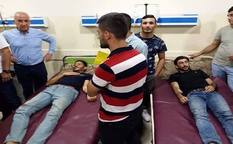 Four people who were injured by Turkish artillery on July 28, 2017 receive treatment in a hospital in Zakho, Duhok province. Photo: Rudaw.