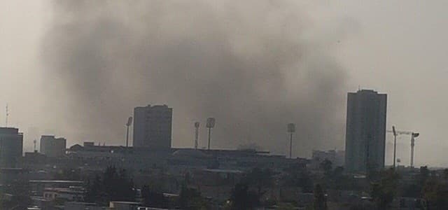 Smoke billows after Saturday's explosion in Erbil. Photos: Rudaw