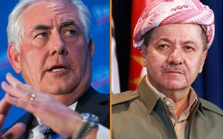 Rex Tillerson, the Secretary of State of the United States and Kurdish President Masoud Barzani. Composite photo: Rudaw/AP