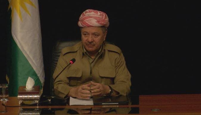 Kurdish President Masoud Barzani speaks to some people from the Nineveh Plains on the issue of the independence referendum on September 16, 2017. Photo: Rudaw video