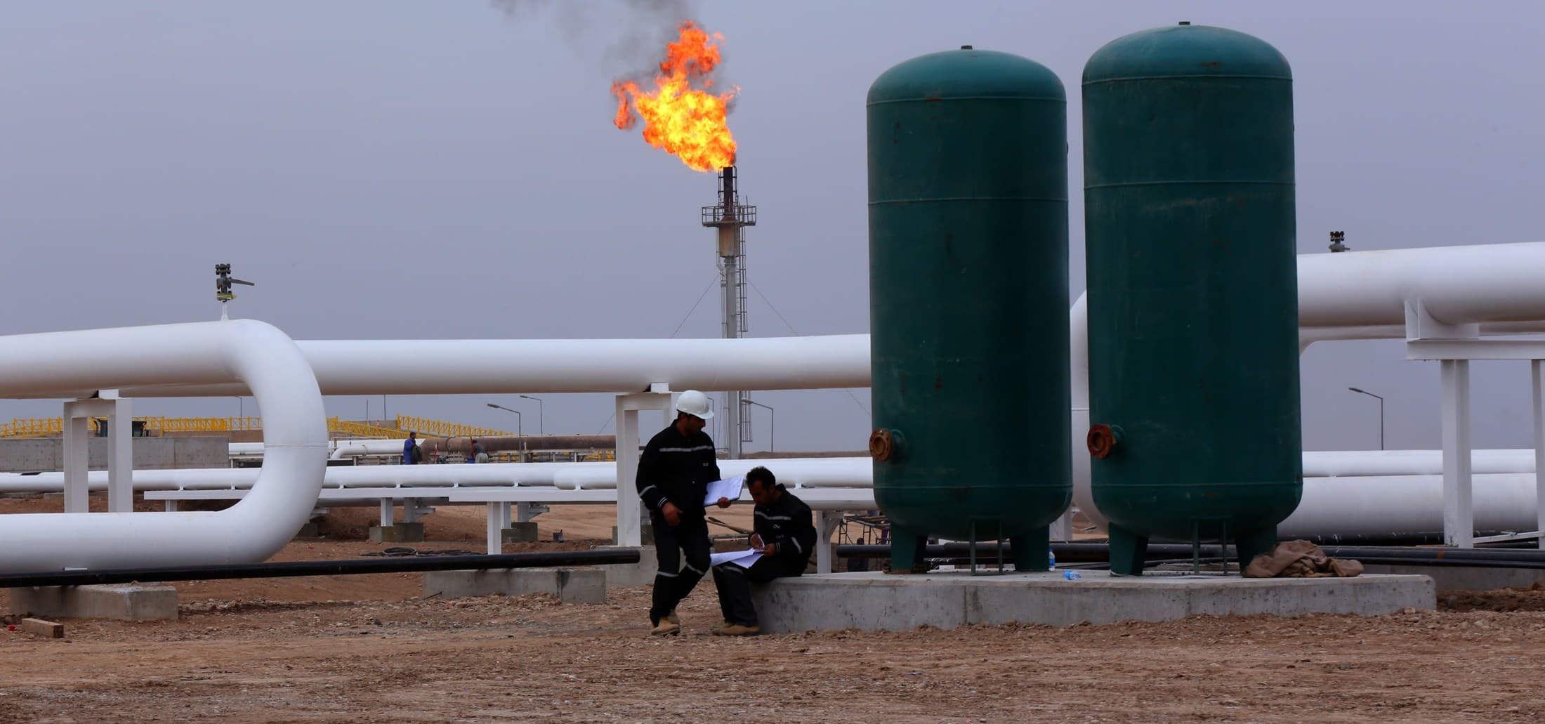 Workers in the Kurdistan Region at an energy facility. Photo: Rudaw