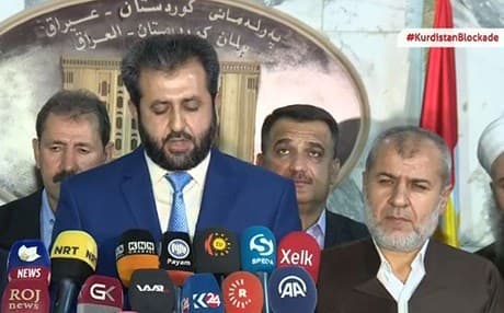 Fakhradin Qadir, a member of the Kurdish parliament , holds a press conference in Erbil on SEptember 30, 2017. He said he is going to resign from his position as secretary of parliament. Photo: Rudaw TV