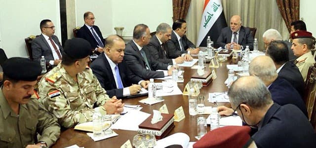 Iraqi Prime Minister Haider al-Abadi heads a meeting of the Iraqi National Security in Baghdad on October 9, 2017. It passed a set of new measures against the Kurdistan Region in response to holding the vote on independence last month. Photo: PM media office