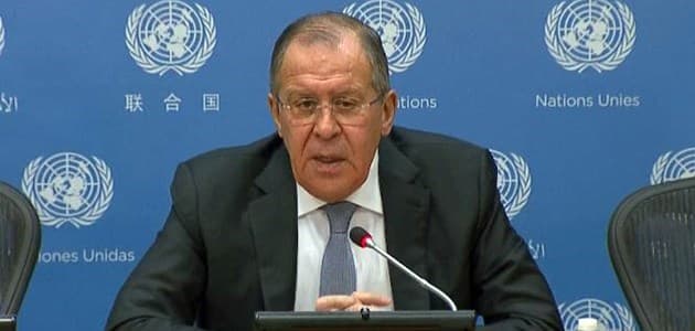 Russian Foreign Minister Sergey Lavrov speaking to reporters in New York. Photo: Rudaw TV