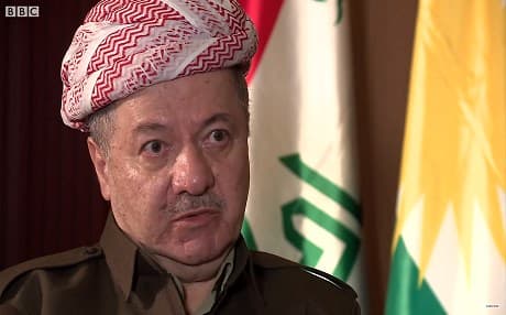 Former Kurdish President Masoud Baqrzani during an interview with BBC. Photo: screenshot/BBC