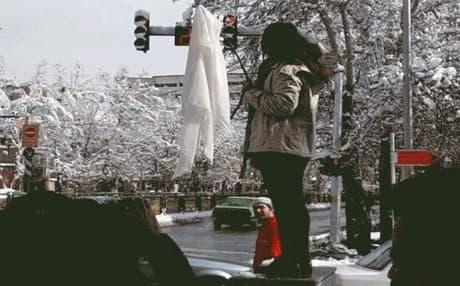 Some women in Iran protested the country's dress code by removing their hijabs in public on Monday and Tuesday. Screenshot: ICHRI tweet