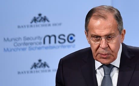 Russian Foreign Minister Sergei Lavrov gives a speech during the Munich Security Conference on February 17, 2018 in Munich. Photo: Thomas Kienzle / AFP