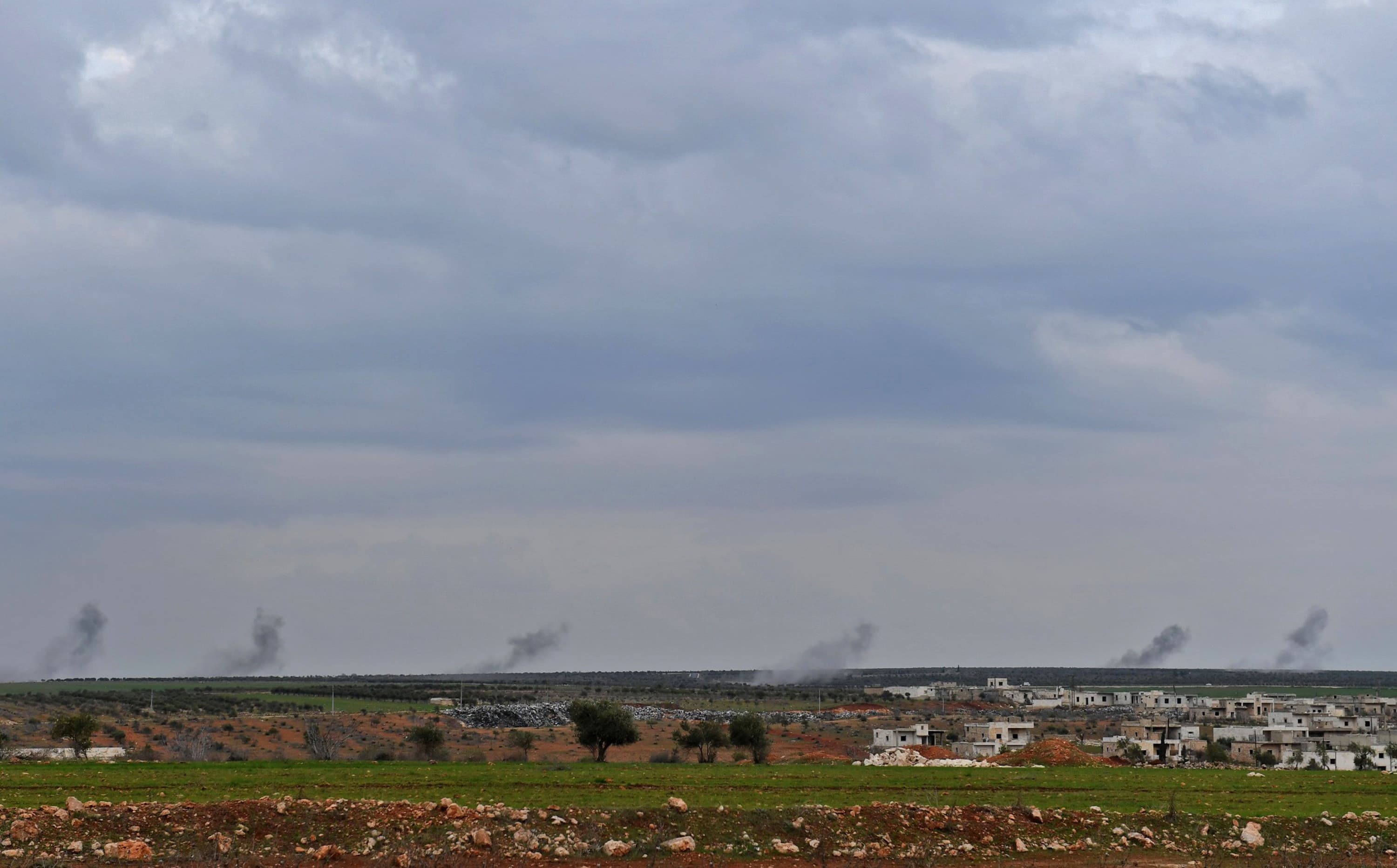 Smoke from Turkish artillery fire in Afrin on Tuesday. Photo: George Ourfalian/AFP