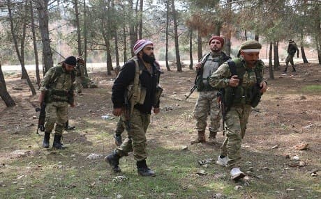 Turkey-backed Free Syrian Army proxies in the Afrin countryside on February 25, 2018. Photo: AA