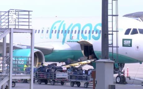 Rudaw video shows a Flynas passenger plane landed at Erbil International Airport on March 19, 2018.