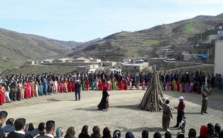 Kurds in Iran prepare to light the Newroz fire. Photo: PDKI
