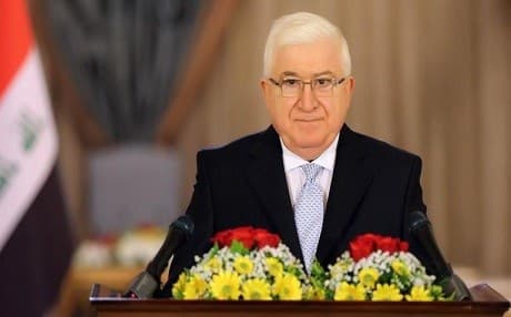Iraqi President Fuad Masum delivers an address in Baghdad. File photo: GoI