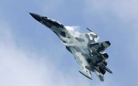 Example of a Su-30 Flanker jet fighter. AP Photo.