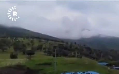 Footage has emerged showing huge clouds of smoke rising over the mountainous area. Photo: Rudaw