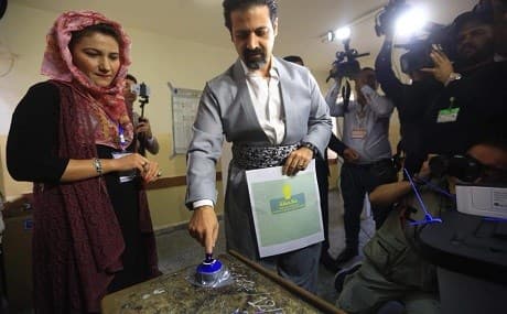 Qubad Talabani, the KRG deputy prime minister, casts his vote in Sulaimani. Photo: Rudaw
